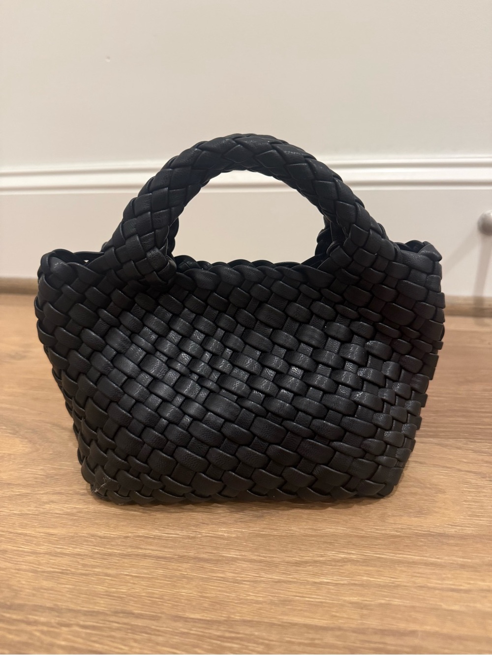 Woven Black Mini Hand Bag